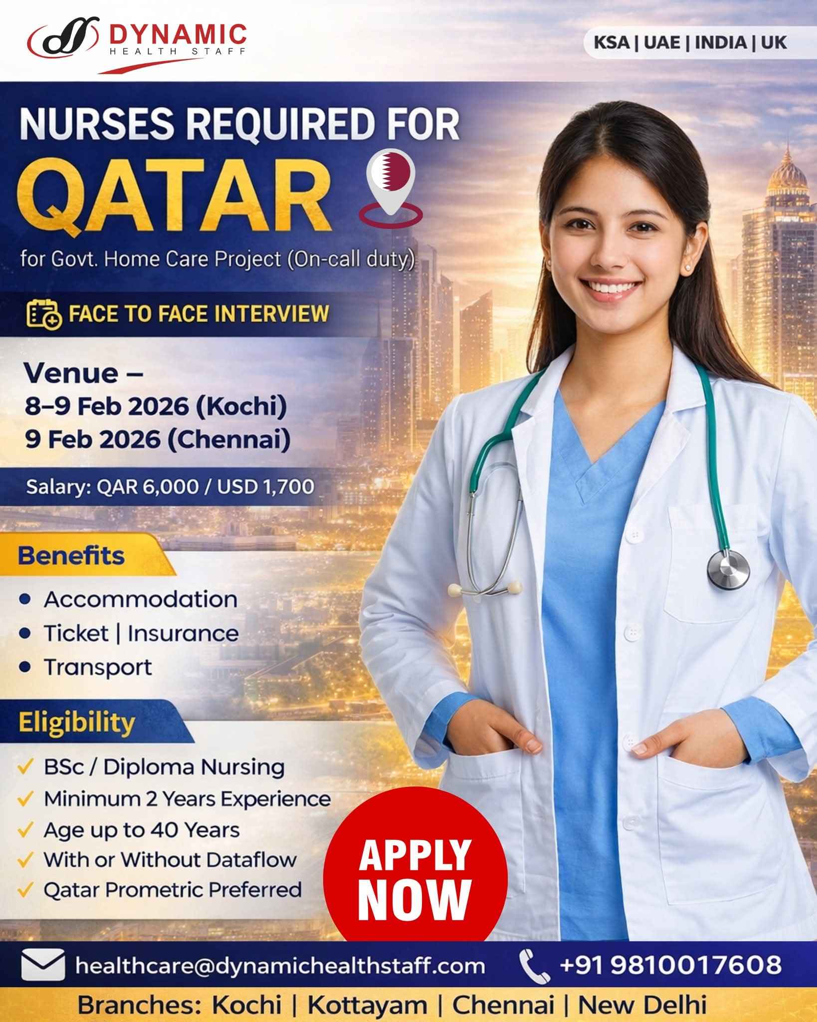 NURSES REQUIRED FOR QATAR