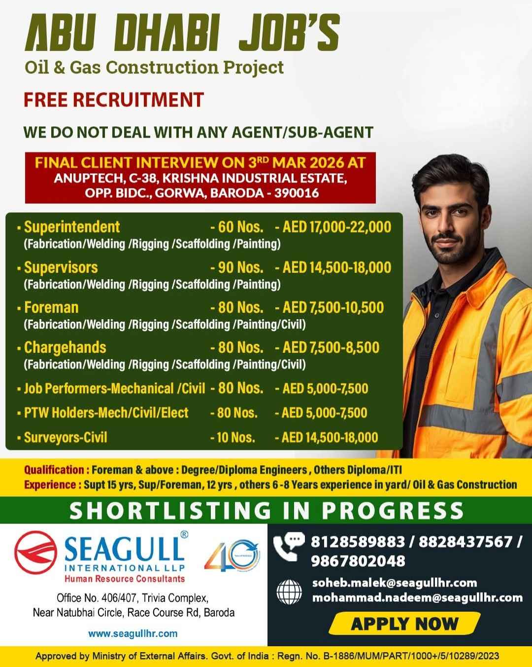 Urgent Requirement For Abu Dhabi