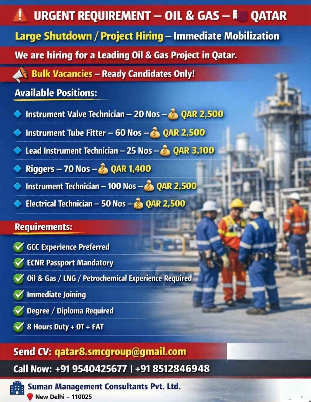 URGENT REQUIREMENT - OIL & GAS - QATAR