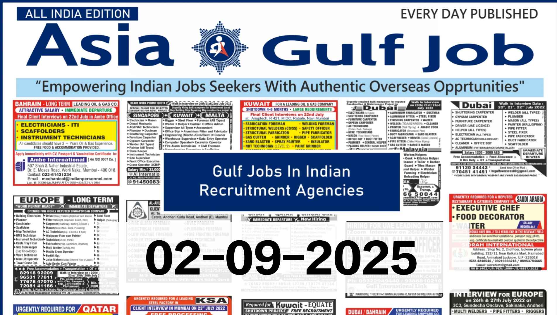 02-09-2025 Asia Gulf Jobs Daily Newspapers 