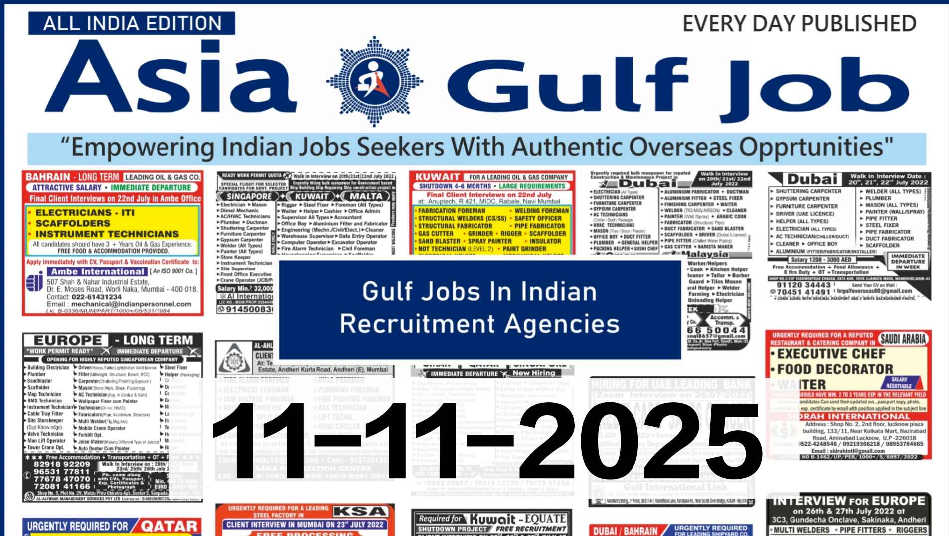 11-11-2025 Asia Gulf Jobs - Europe Jobs 
